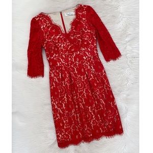 Eliza J Royal Collection Red Lace V-Neck Dress